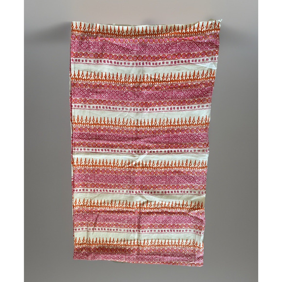 John Robshaw Textiles Linen Blend Hand Printed India Pink Orange Fabric Sample - Picture 3 of 4
